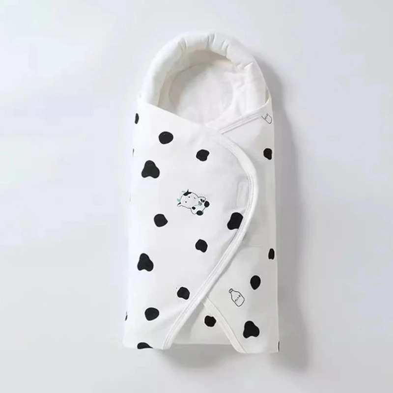 born Baby Swaddle Blanket with Cartoon Pattern Infant Sleep Wrap Head Protection Function Nursery Bag 240603