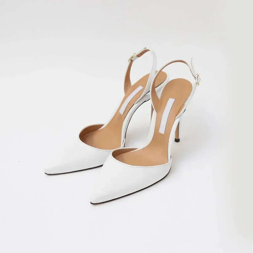 6Cm New Fashion Sandals Pointed Toe High Heels Ankle Wrap White Ladies Dress Women Shoes 40 41 250318