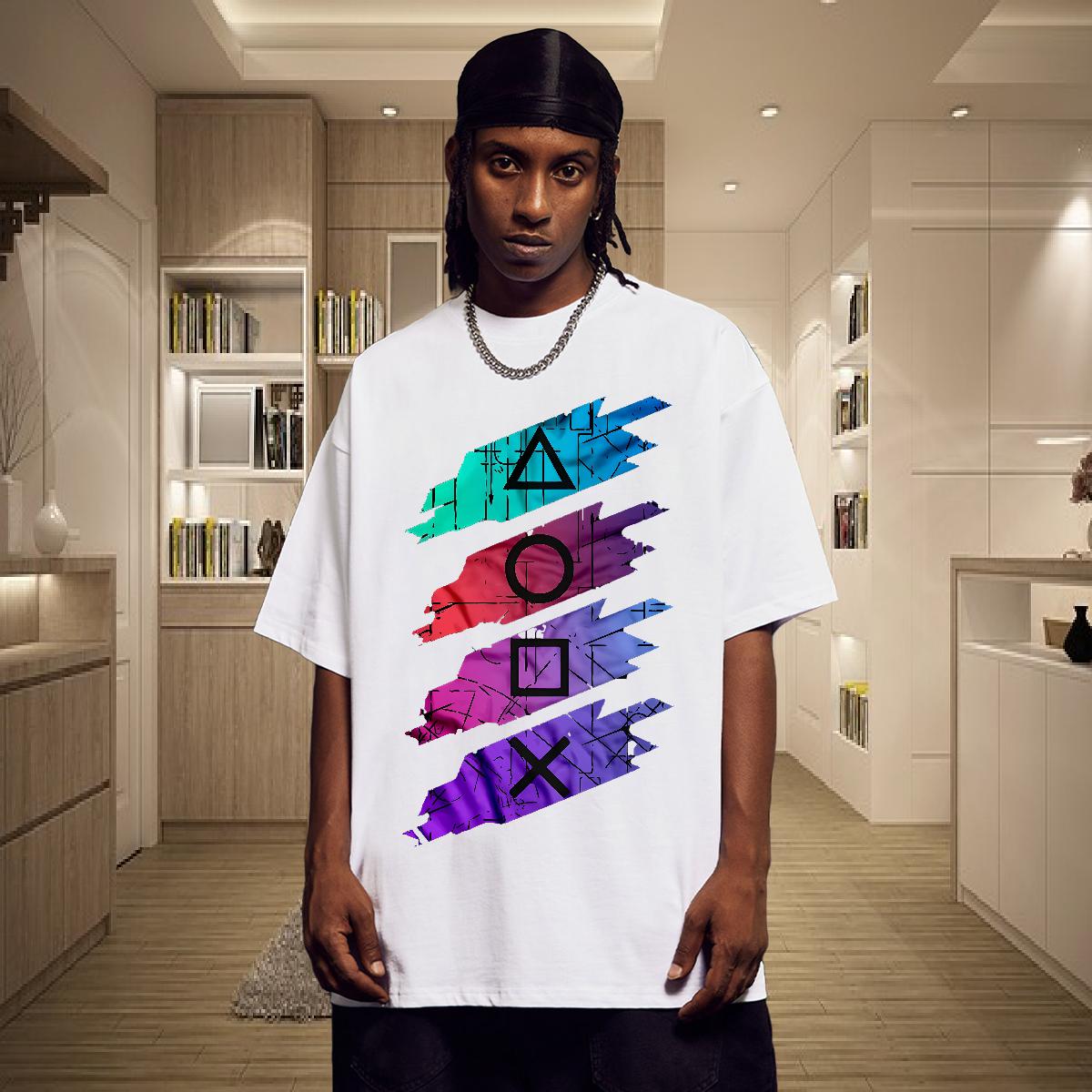 Stylist T-Shirts Custom Print Plus Size Street Casual Men Tshirts Cotton Breathable Popular