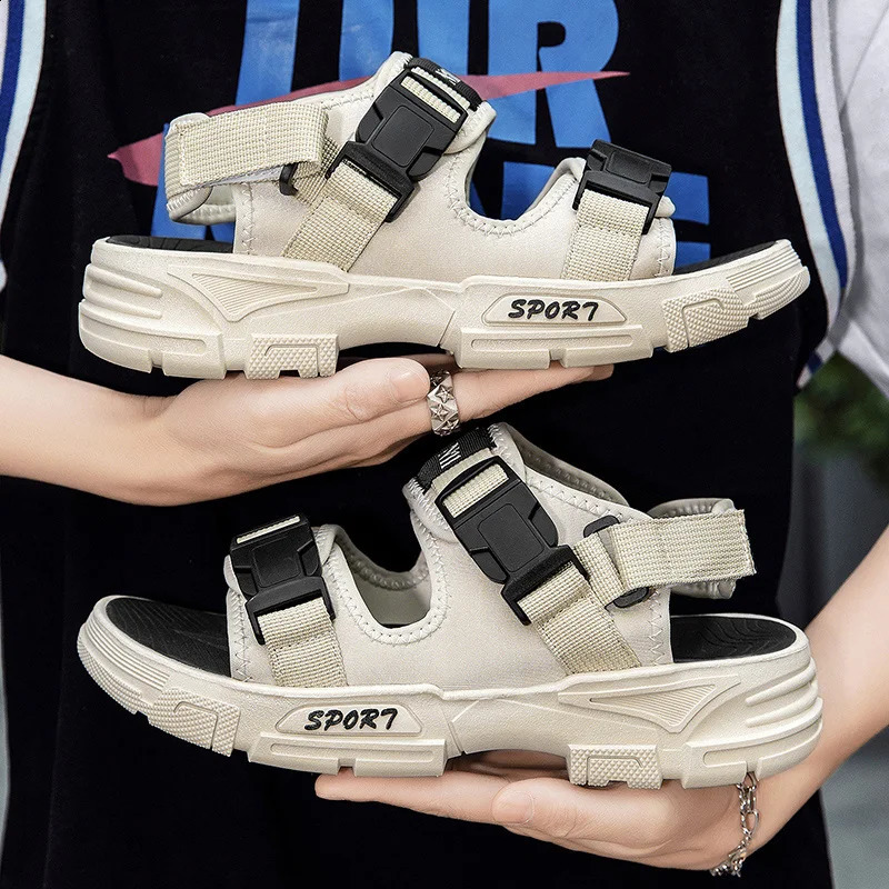 PMAWXS Removable Men Sandals Platform Thick Bottom Non-slip Slippers Outdoor Trend Ins Summer Mens Shoes Fast 240606