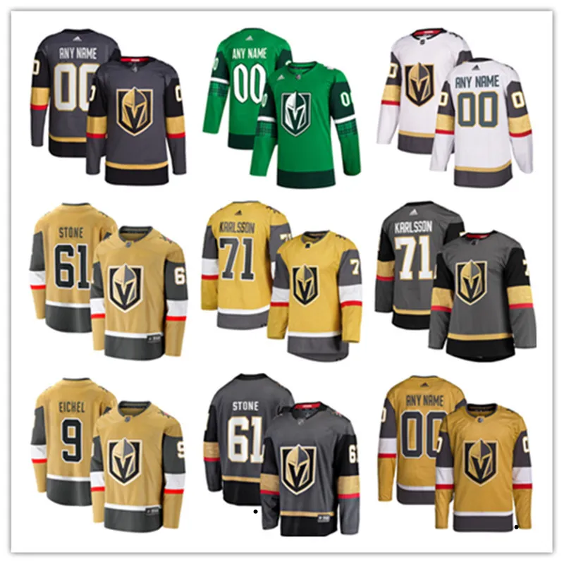 Vegas Custom Golden Knights Hockey Jerseys 55 Keegan Kolesar 6 Kaedan Korczak 94 Brayden Pachal 41 Nolan Patrick 56 Sheldon Rempal 46 Rondbjerg 36 Logan Thompson