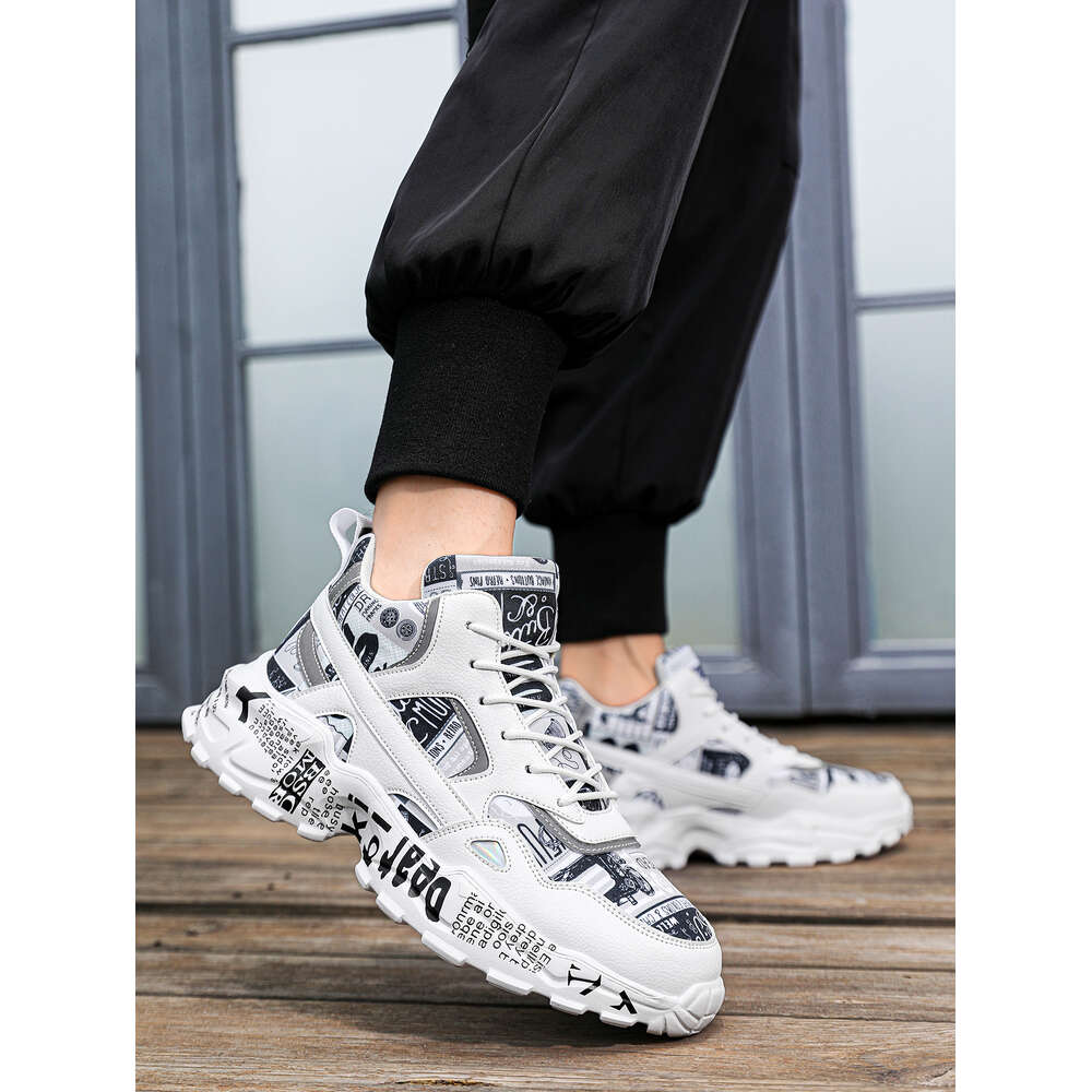 Ddmyoutdoor Sporty For Men Letter Graphic Lace Up Front Chunky Sneakers