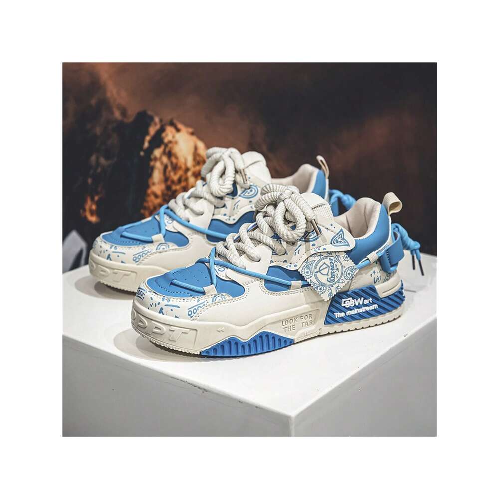 Men's New Summer Breathable Casual Sneakers With Thick, Slip-Resistant Soles, Original Artistic Design And Trendy Graffiti Style