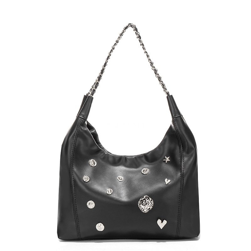 Designer Women's High Quality Punk Tote Bag Women's Retro Large Capacity Women's Shoulder Bag Chain Western Versatile Casual Shoulder T