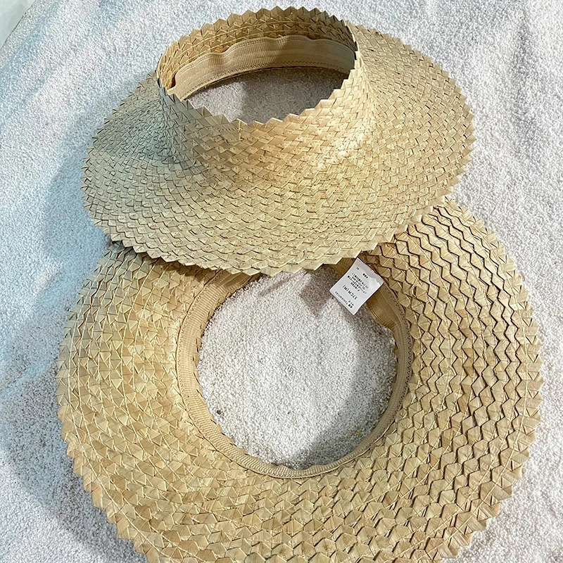 Fashion Straw Hat Sun Cap Summer Beach Crownless for Women Hats Hawaii Visors 240603