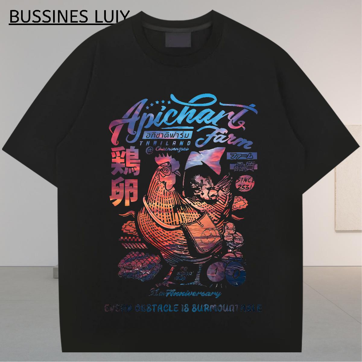 Classic T-Shirts for Men Anime Print Casual Men Tshirts Breathable Crew Neck Cotton Loose Fit