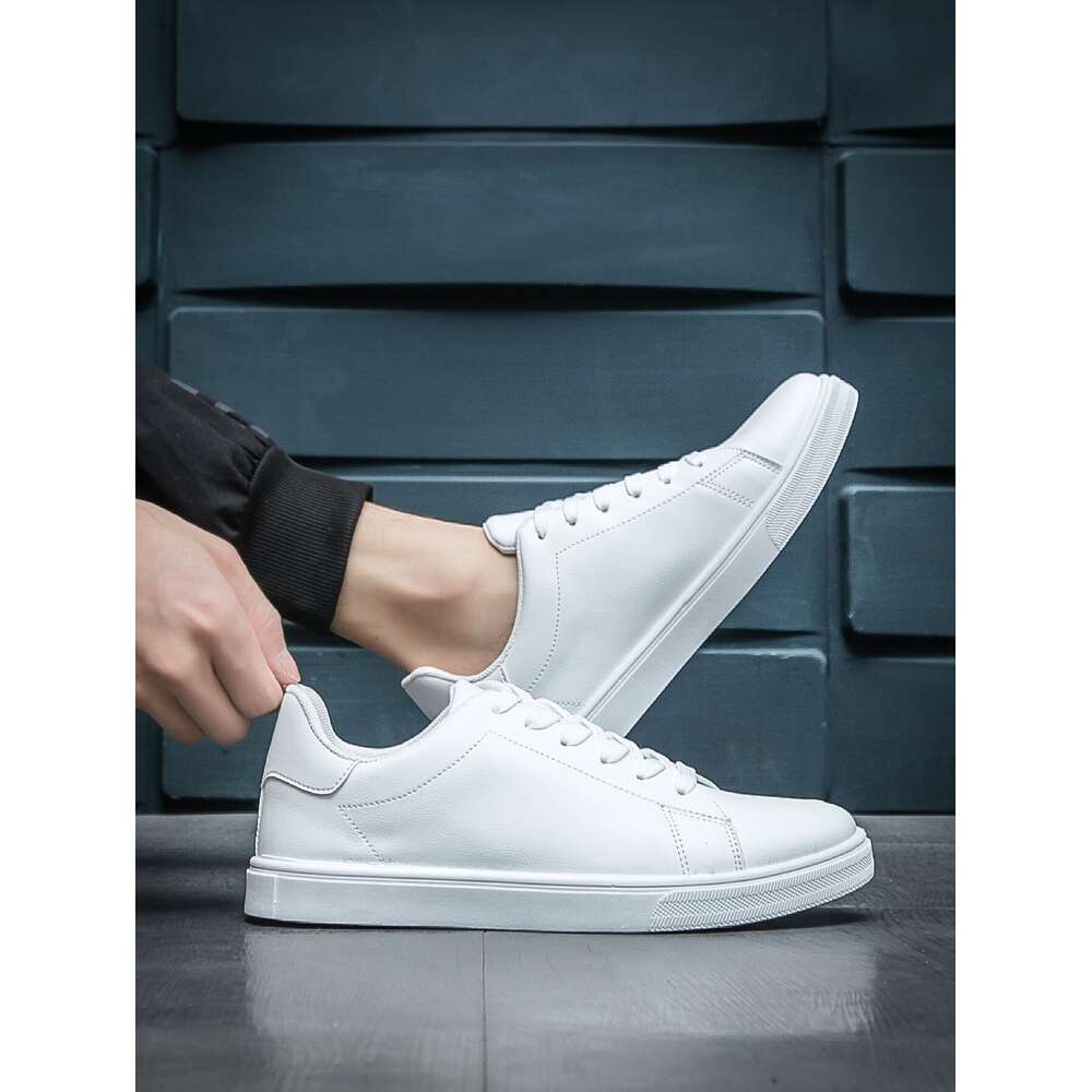 Ddmyoutdoor Detail Lace Up Front Skate Shoes Sporty White Non Slip Sneakers Men Business Shoes