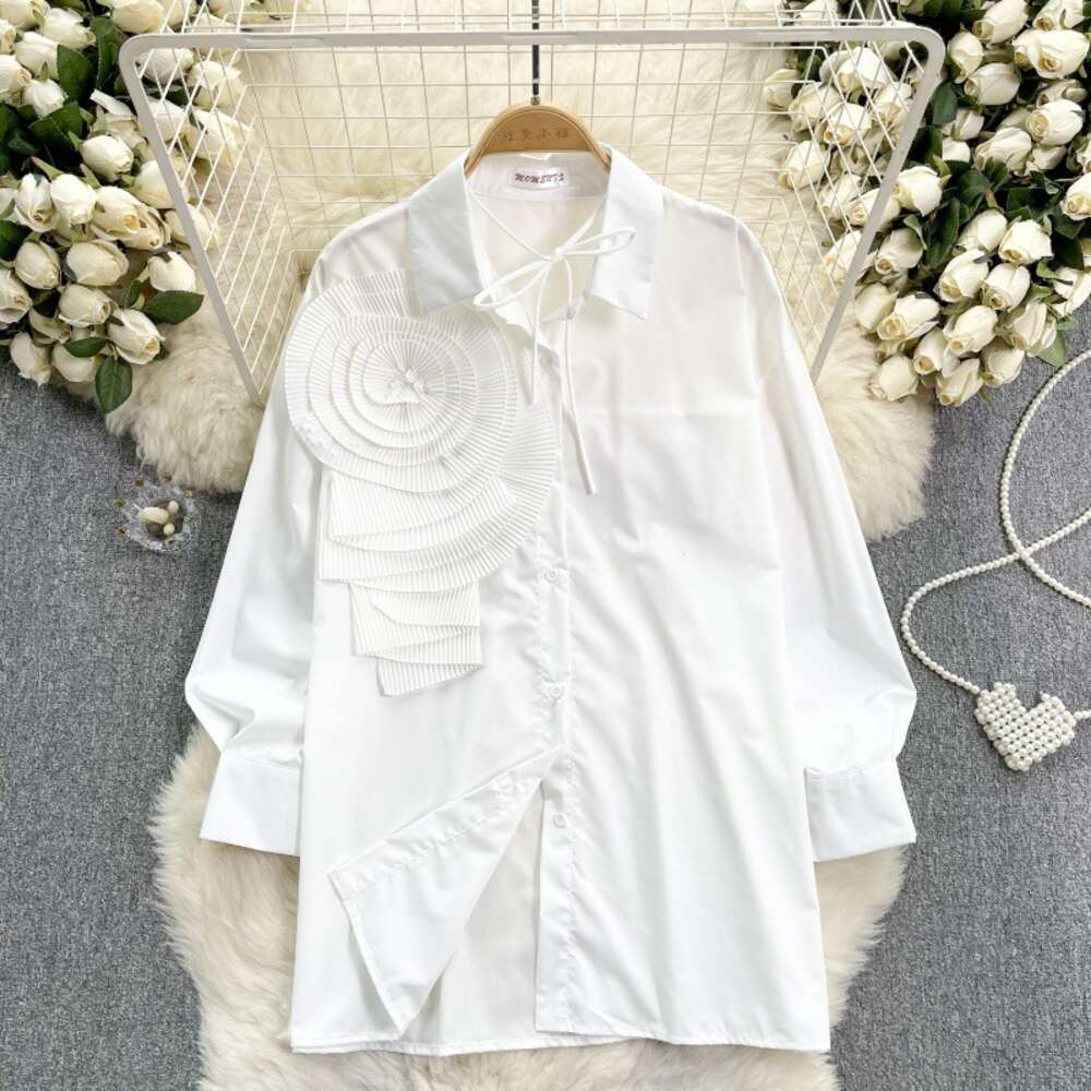 European style shirt womens design with pressure pleats threedimensionalf lowersl oosea nds limminge ffectr educinga geb ubbles leevet opo versizedw o