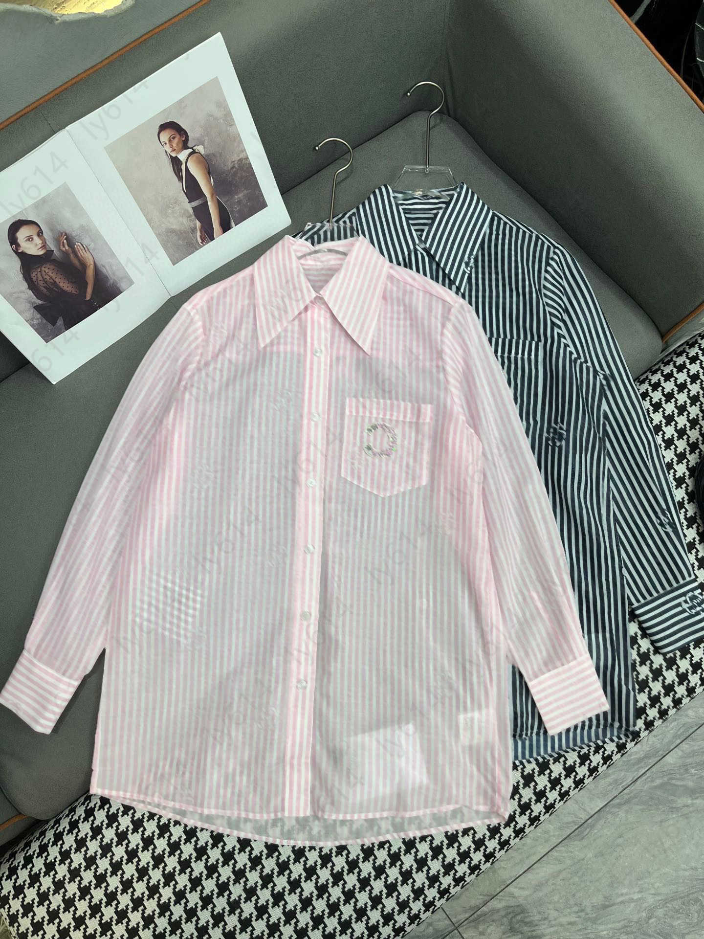 designer shirt summer sunscreen blouses womens tops Double Letter Badge Embellished Pockets Long Sleeve Lapel Sun shirts for women