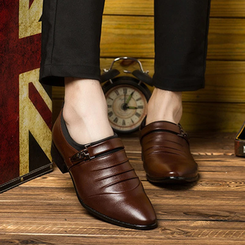 Classic Men Dress Shoes Slip on PU Leather Shoes for Men Plus Size Point Toe Business Casual Men Formal Shoes for Wedding 250206