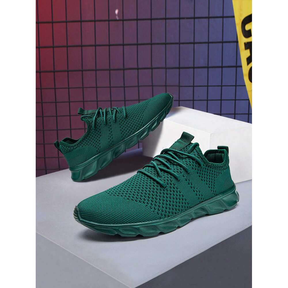 Lace Men S Up Flat Mesh Sports Training Tennis Walking Sneakers Breathable Casual Fashion Shoes For Dark Green Ddmysaturn