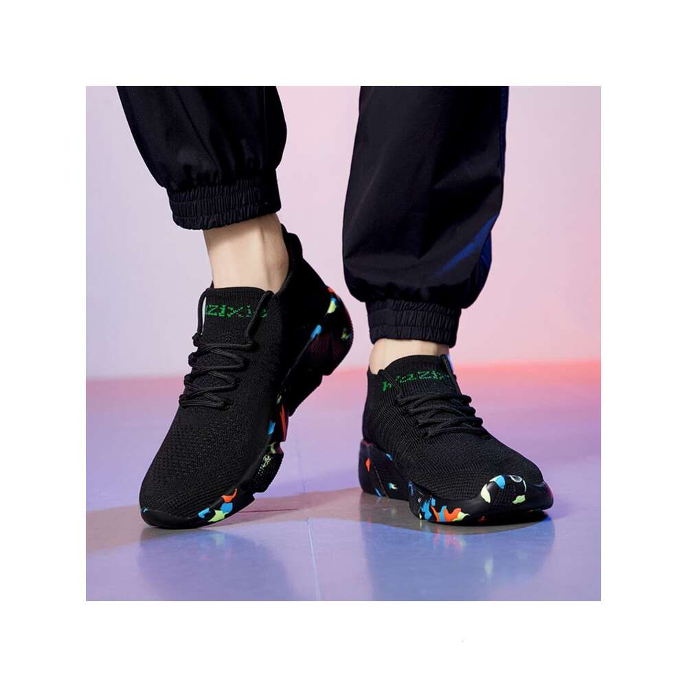 Random Letter Men Graphic Lace Up Front Sneakers Sporty Outdoor Fabric Running Shoes Ddmysaturn
