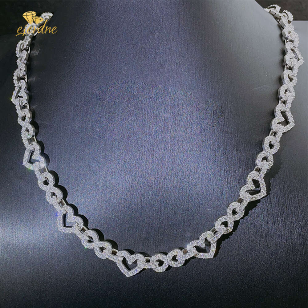 Sterling Sier VVS Moissanite Hearts Chain Women Men High Quality Hip Hop 8.5m Iced Out Cuban Bracelet Necklace