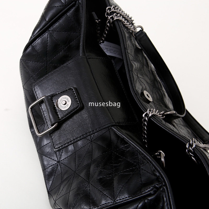 Designer Women's PU High Quality Fashion Vintage Chain High end Shoulder Bag Versatile Classic Multi functional Handheld Large Capacity Tote Bag