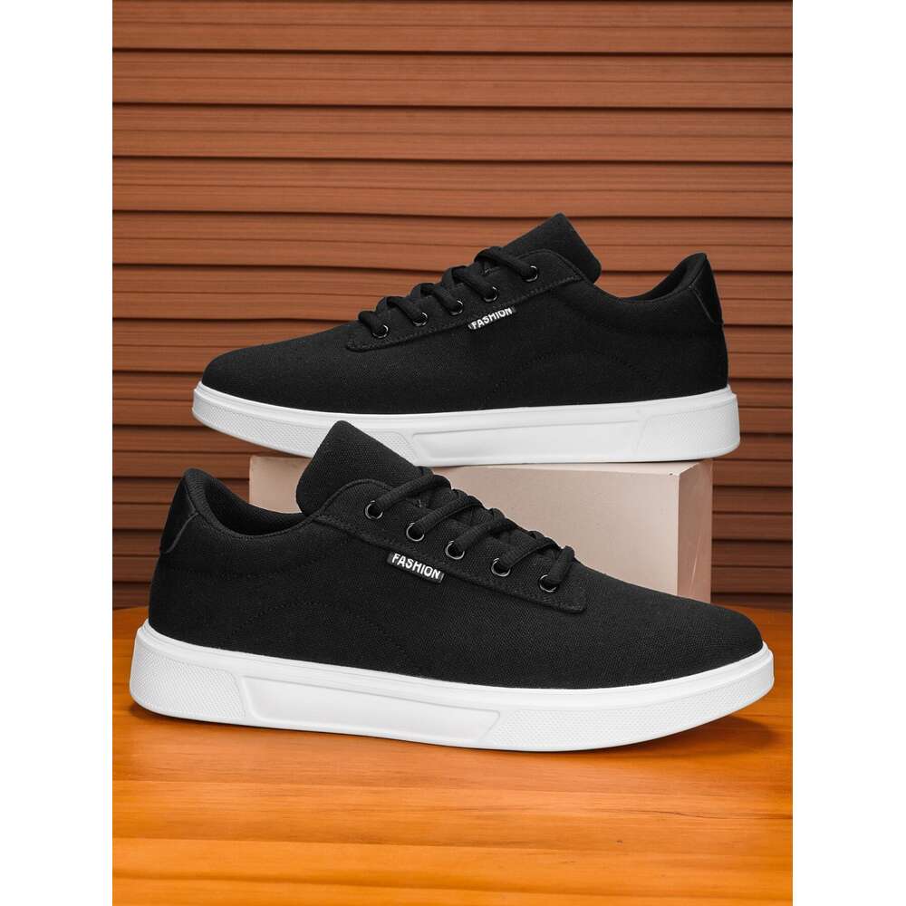 S Fashionable Men Breathable Canvas Shoes Minimalist Design Solid Color Flat Heels Ddmysaturn