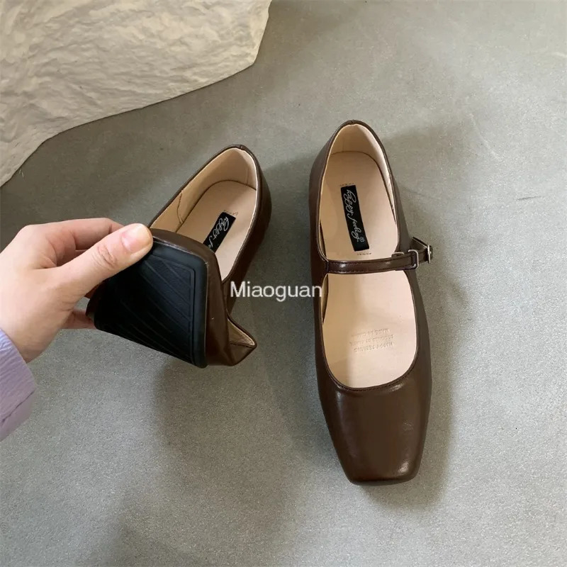 Summer Women Flats Fashion Square Toe Shallow Mary Jane Soft Casual Ballet Sgback Shoes Classic Comfort