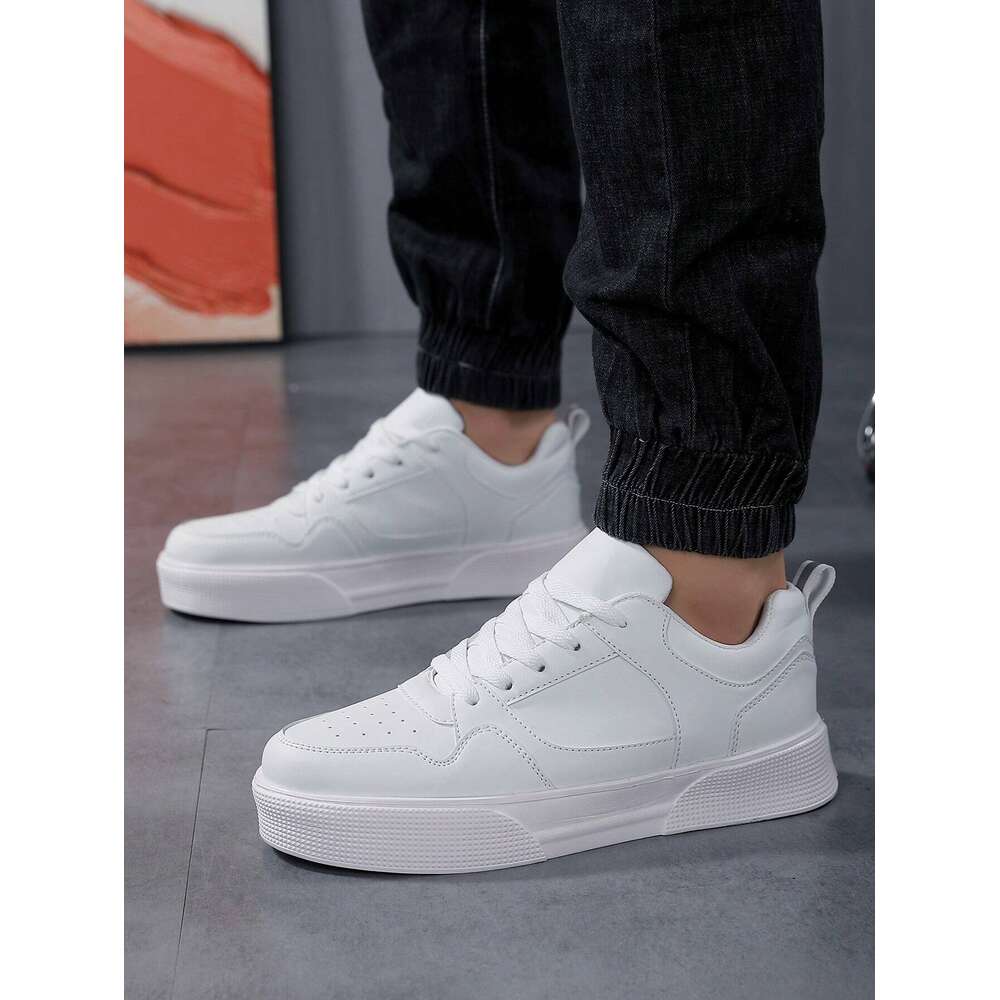 Ddmyoutdoor Men S Fashionable Chunky Sneakers With Contrast Color Design Lightweight Casual White Front Strap Skate Shoes