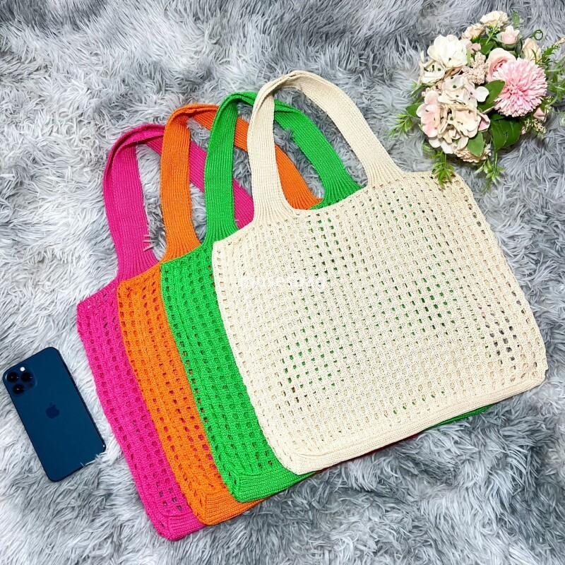 New Korean Dongdaemun Knitted Bag Hollow Bag Minimalist Bag Single Shoulder Bag Beach Bag Handbag Women's Bag Commuting Large Capacity Small Bag