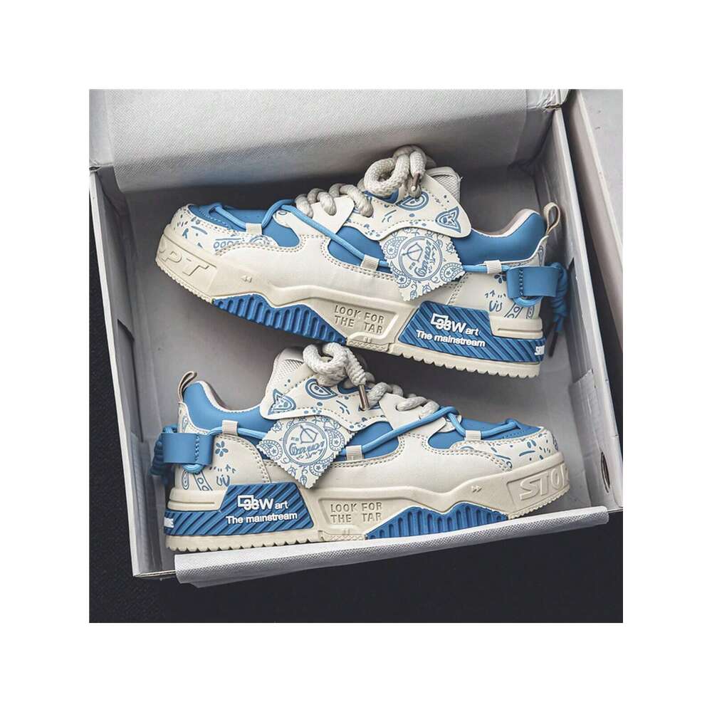 Men's New Summer Breathable Casual Sneakers With Thick, Slip-Resistant Soles, Original Artistic Design And Trendy Graffiti Style