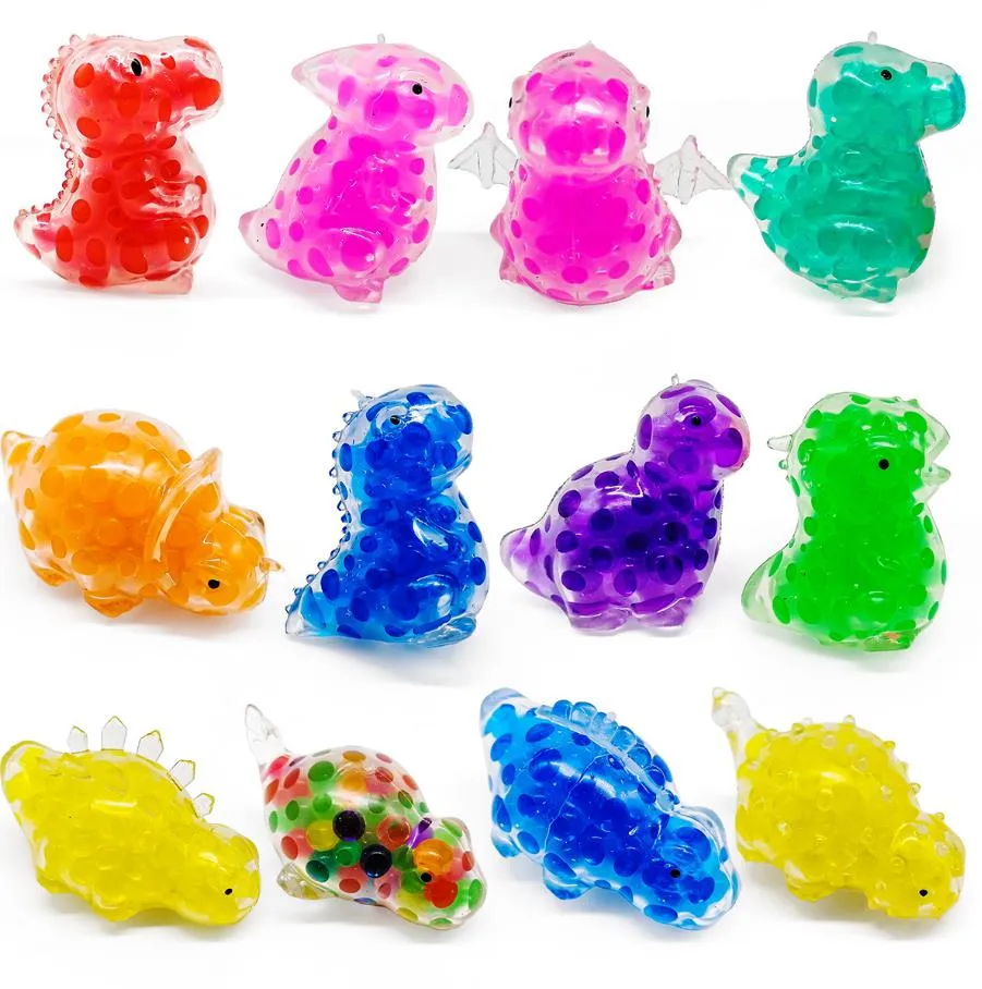 Squishy Stress Balls Decompression Dinosaur Toy Colorful Gel Water Beads Balls Inside Birthday Gift Goodie Bags ZZ