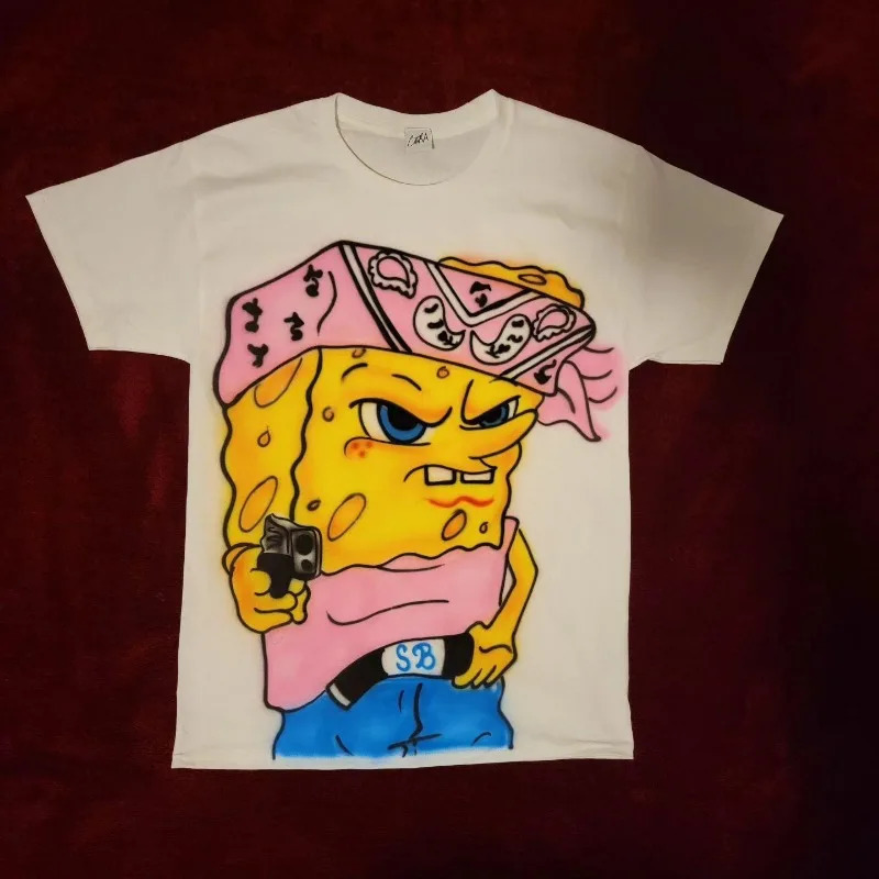 Street Vintage Cartoon Anime Print Short Sleeve T-shirt Men Y2k Harajuku Fashion Personality Sports Casual Oversized T-shirt 240530