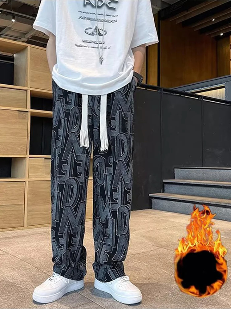 Retro Pants Man Casual Fashion High Street Hip Hop Loose Vintage Sweatpants Men Spring Soft Wide Legs Straight Pant 240527