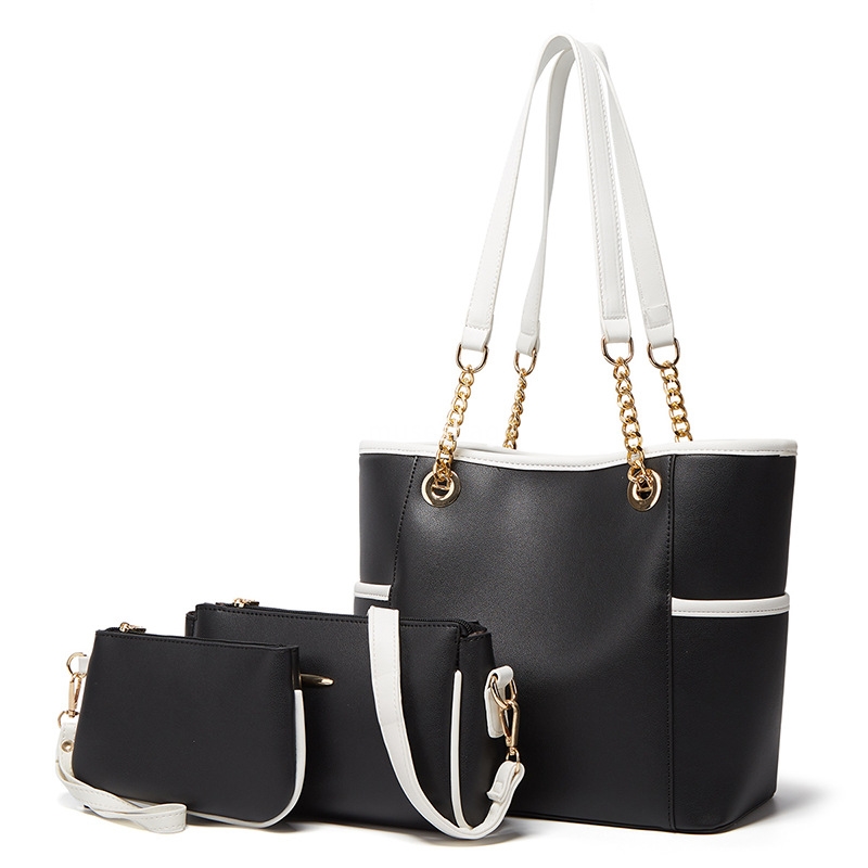 High quality fashionable women PU versatile shoulder bag casual large capacity classic tote bag three piece set multifunctional mother and child bag
