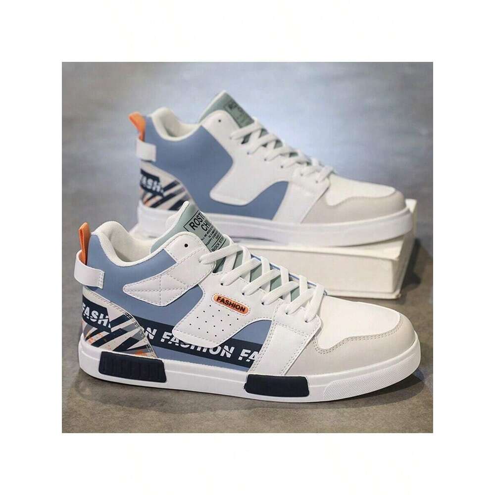 Men's Outdoor Casual Sports Fashionable, Lightweight Breathable High-Top Skate Wear-Resistant, Comfortable, Thick-Soled, Spring New Style - Loose