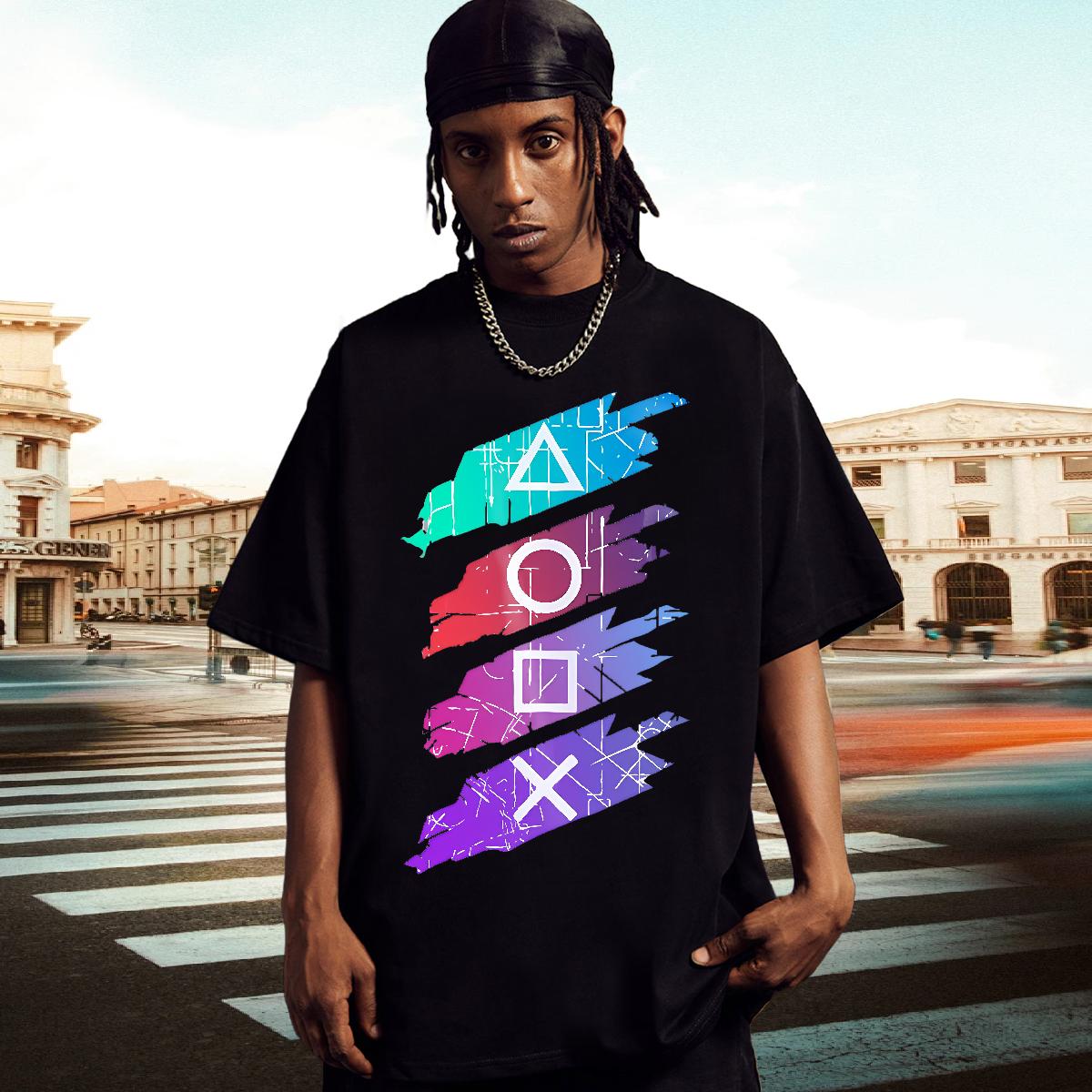 2024 T shirt Cartoon Printing S-3XL Casual Beach Men Tees Breathable Short Sleeve Loose