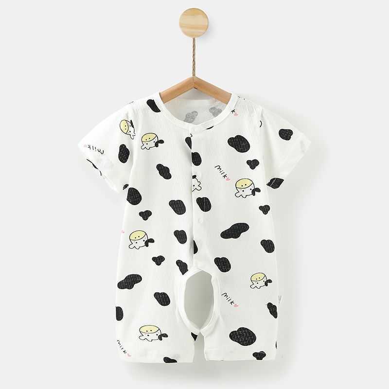 Baby Jumpsuits Baby one-piece clothes baby summer clothes open file thin pure cotton short sleeved clothes full moon newborn cute clothes 0-1 years ol