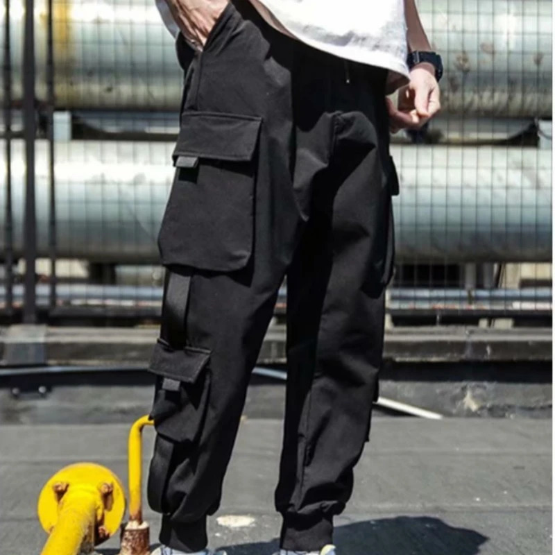 Fashion Mens Cargo Pants Casual Hip Hop Hit Color Multiple Pockets Trousers Streetwear Sportswear Sweatpants 240527