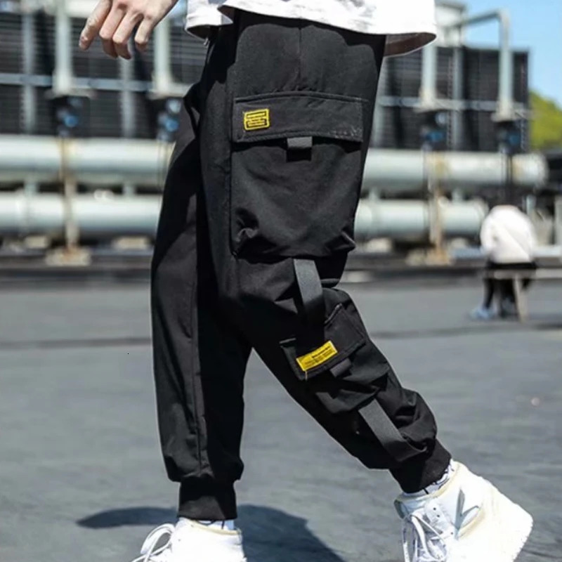 Fashion Mens Cargo Pants Casual Hip Hop Hit Color Multiple Pockets Trousers Streetwear Sportswear Sweatpants 240527
