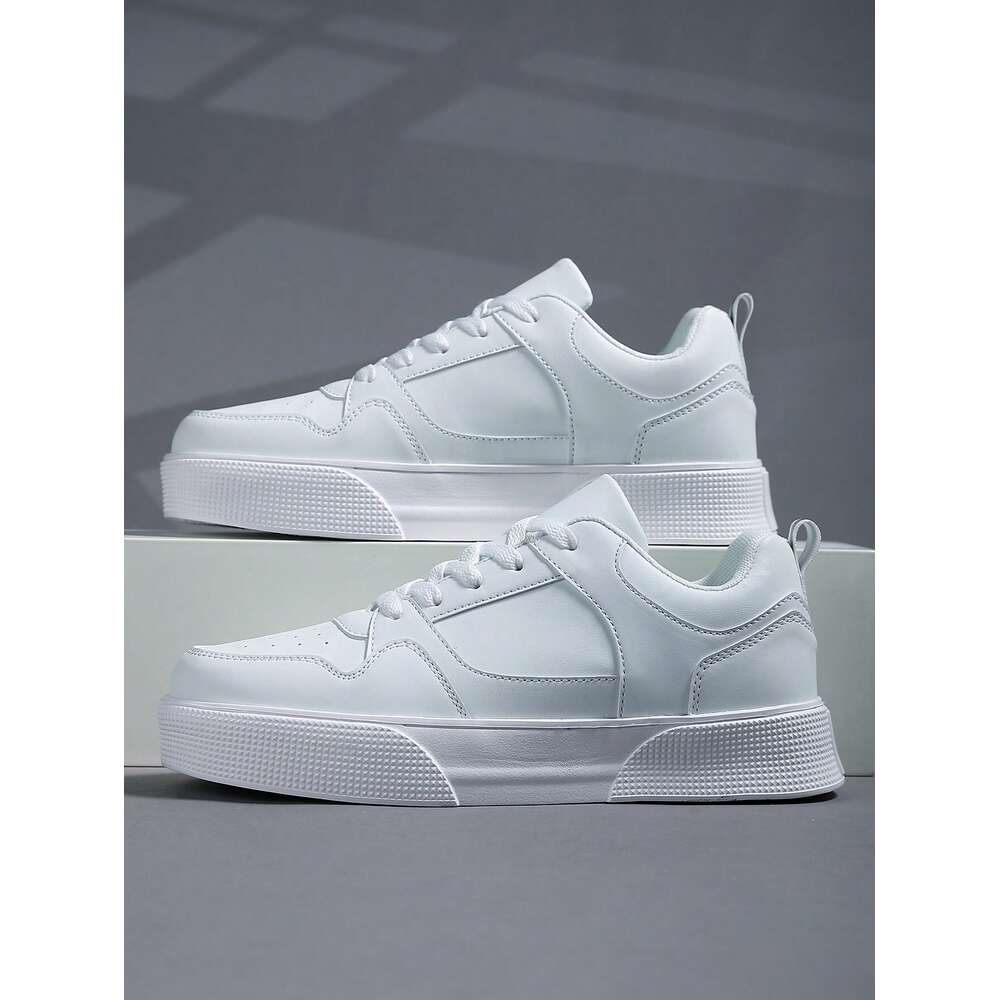 Ddmyoutdoor Men S Fashionable Chunky Sneakers With Contrast Color Design Lightweight Casual White Front Strap Skate Shoes