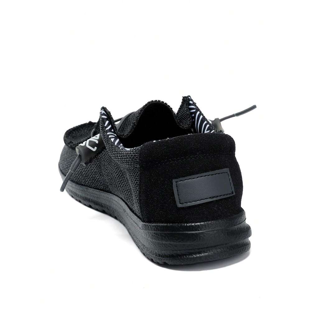 Lace Men Minimalist Up Design Loafers Leisure Black Fabric Boat Shoes Ddmysaturn