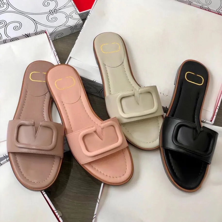 Top Flat brand Designer sandal Vlogo slide men Beach slipper woman shoe outdoor sandale Casual shoes sexy Mule Platform wholesale Leather Sliders