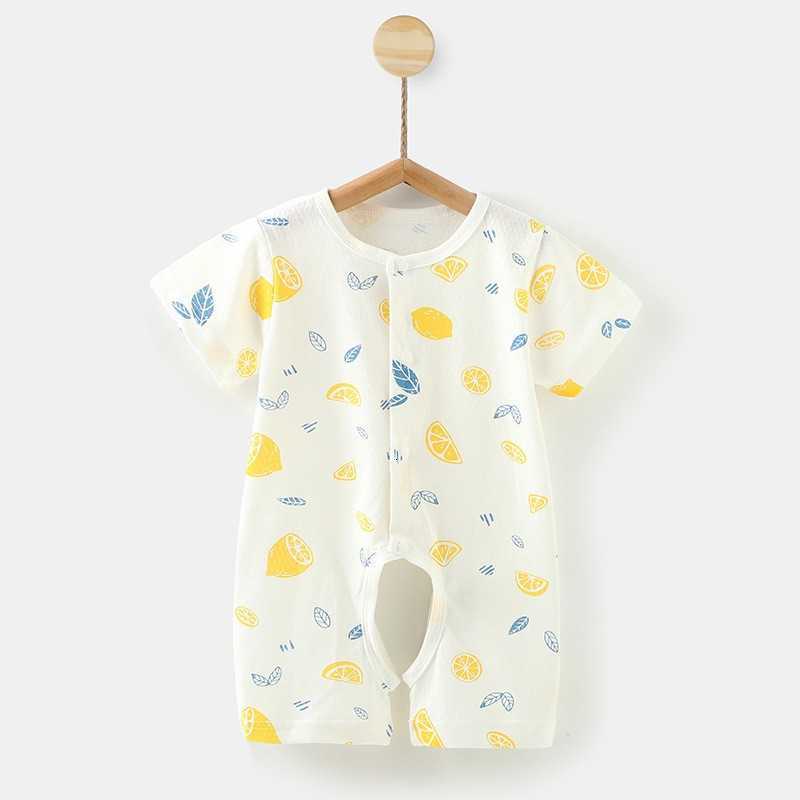Baby Jumpsuits Baby open cut jumpsuit summer thin baby pure cotton short sleeved jumpsuit climbing clothes pajamas newborn clothes summer clothes