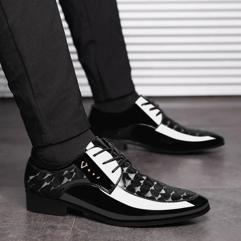 Men Shoes Formal Dress Shoe Black PU Leather Shoes Men Lace Up Point Toe Business Casual Shoes for Men Wedding Party Office 240606