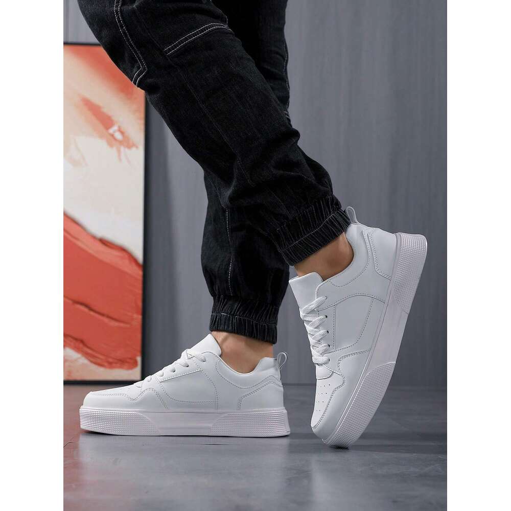 Ddmyoutdoor Men S Fashionable Chunky Sneakers With Contrast Color Design Lightweight Casual White Front Strap Skate Shoes