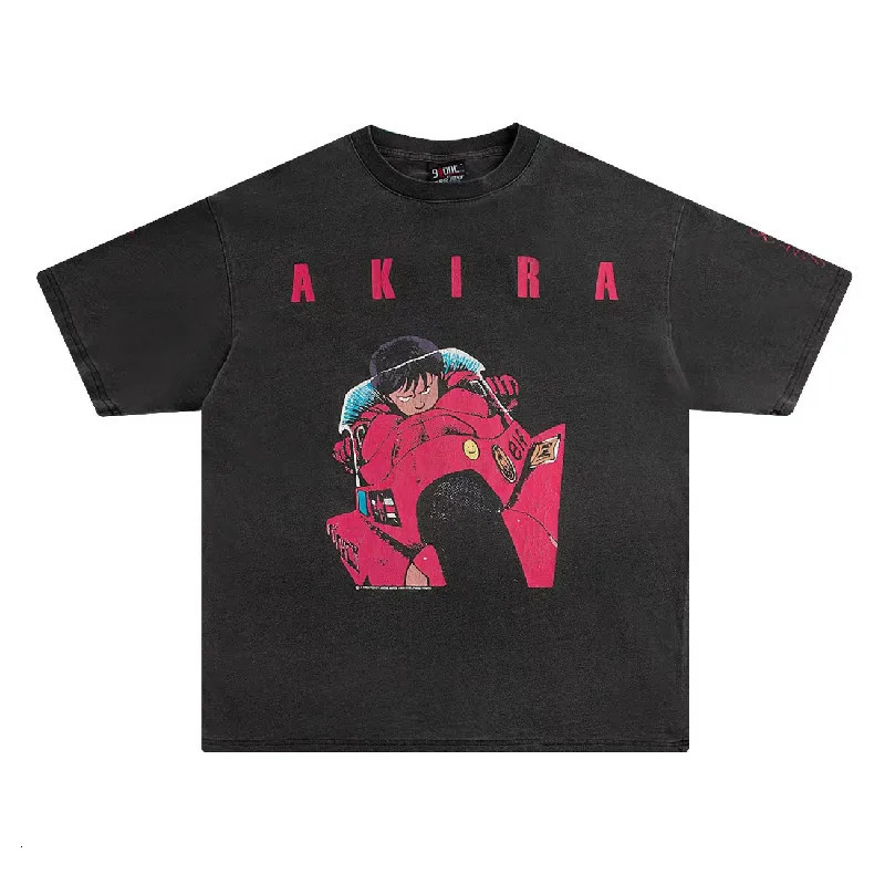 Harajuku Streetwear Washed T-Shirt Japanese Anime Girl Graphic Short Sleeve Vintage Tees 240601