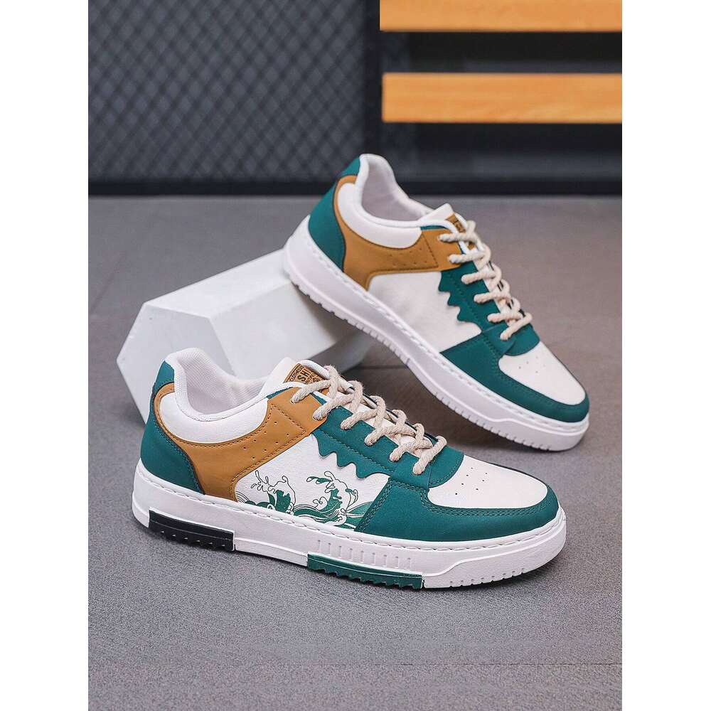 Ddmyoutdoor Men Colorblock Skate Shoes Lace Up Front Sporty Sneakers Outdoor