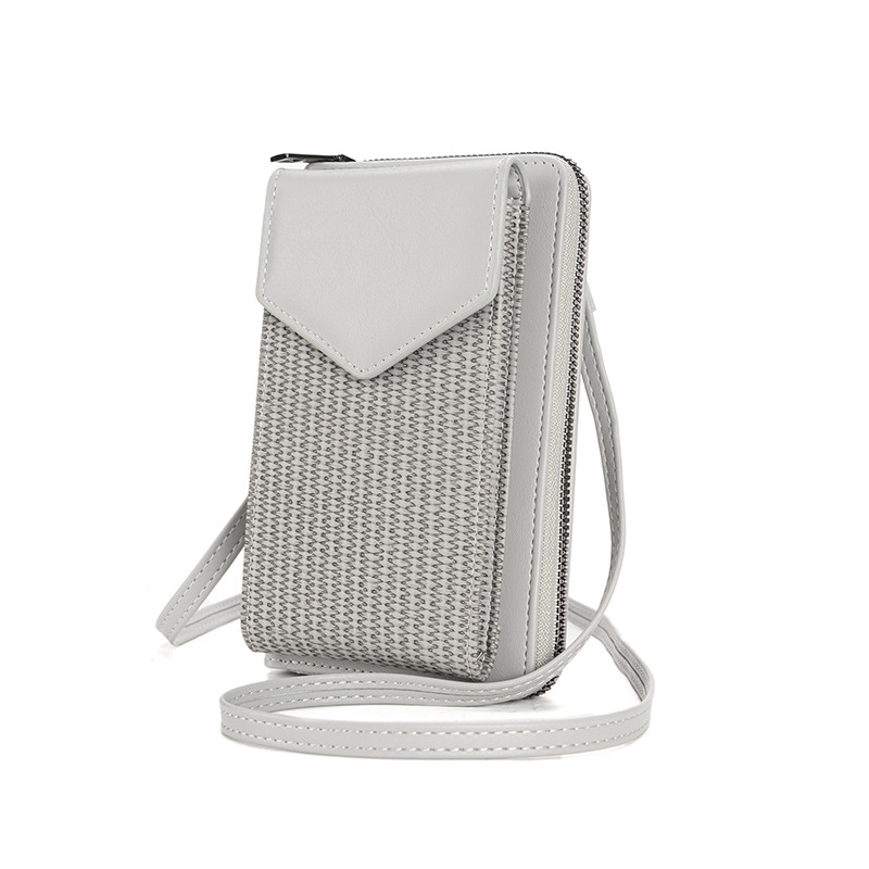 New Woven Women's Phone Bag Multi functional Single Shoulder leather Crossbody Bag Cross border Foreign Trade Long Term Multi Card Wallet