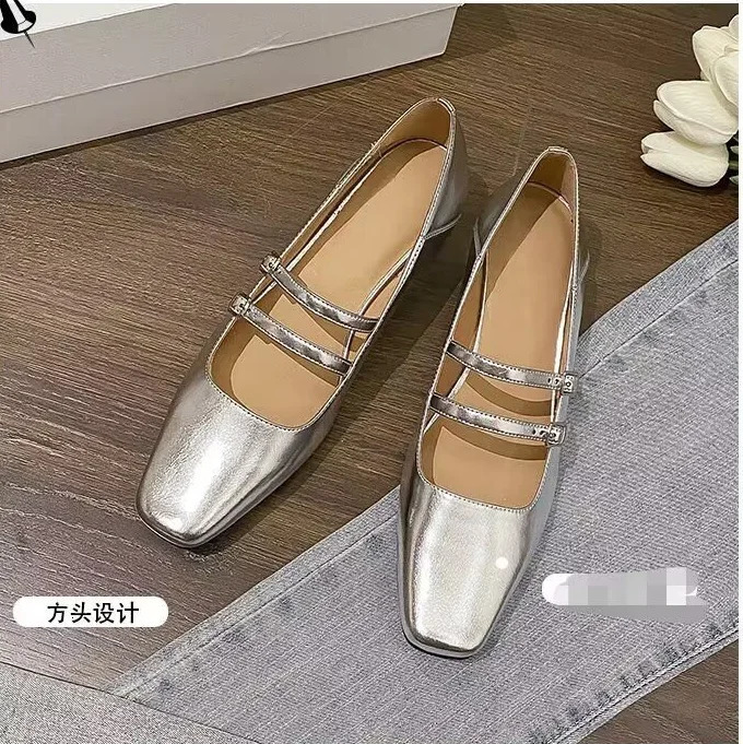 Spring Leather Watch Strap Square Head Thick Boots Mary Simple Shoes Womens Low Boots Follow up Shoes Womens High Boots 240606