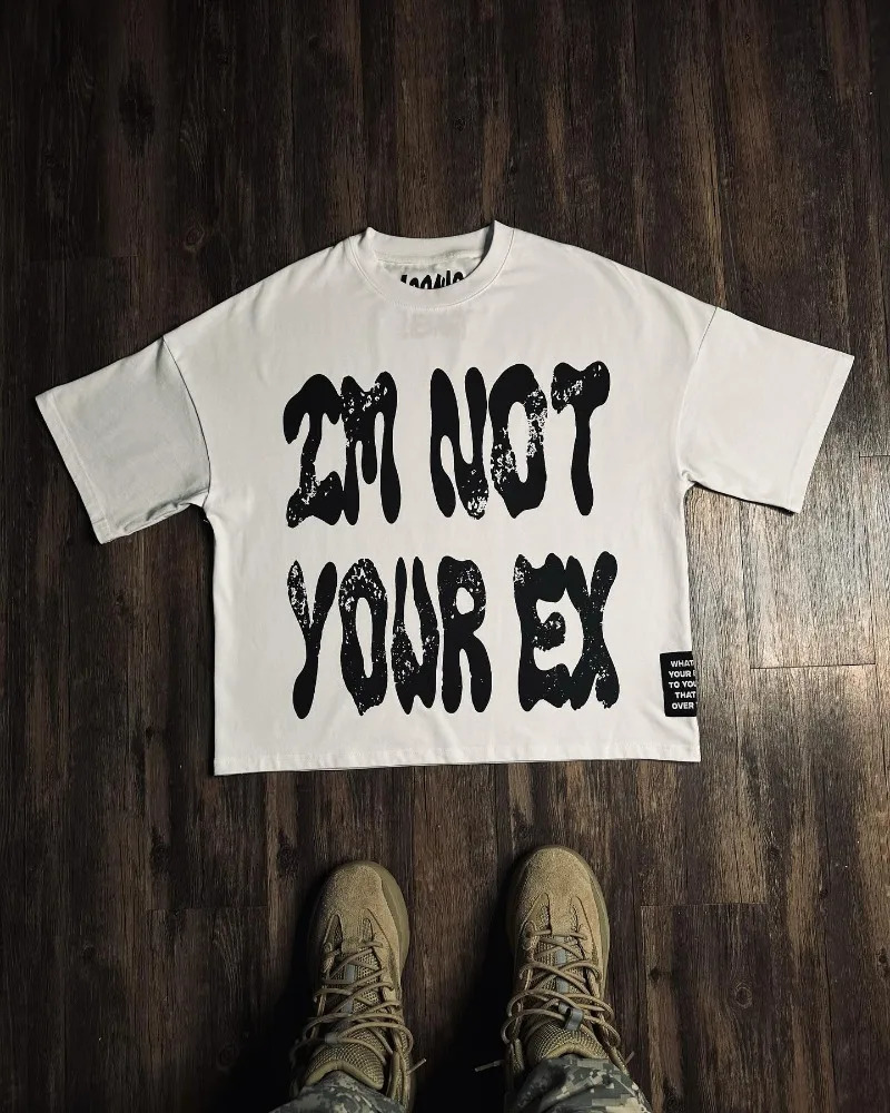 Summer American Vintage Alphabet Print Short Sleeve T-shirt Men Y2k Harajuku Fashion Personality Oversized T-shirt 240530