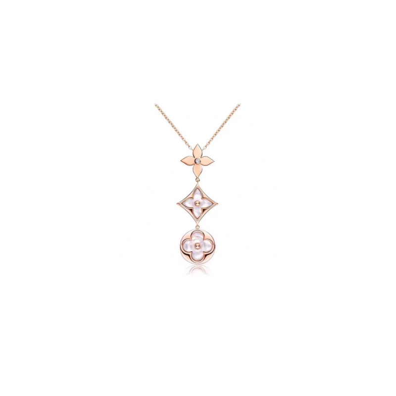 2024 Classic round white Friary letter floral necklace for Women V rose Gold plated 18-karat rose gold four-leaf clover Premium clavicle chain 02