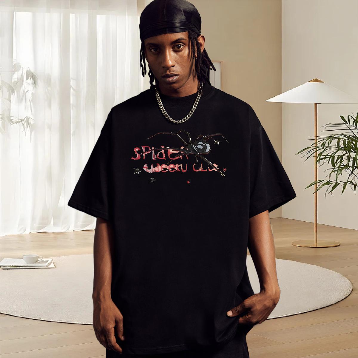 Loose Fit T shirt Hip Hop Street Cotton Breathable Soft Men Tshirts DIY Floral Print Tops