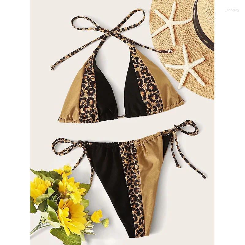 Womens Swimwear Women Sexy Leopard Bikini Set Push Up Bathing Suits Thong Swimsuit Two Pieces Swimming Suit Beachwear Biquini Strings