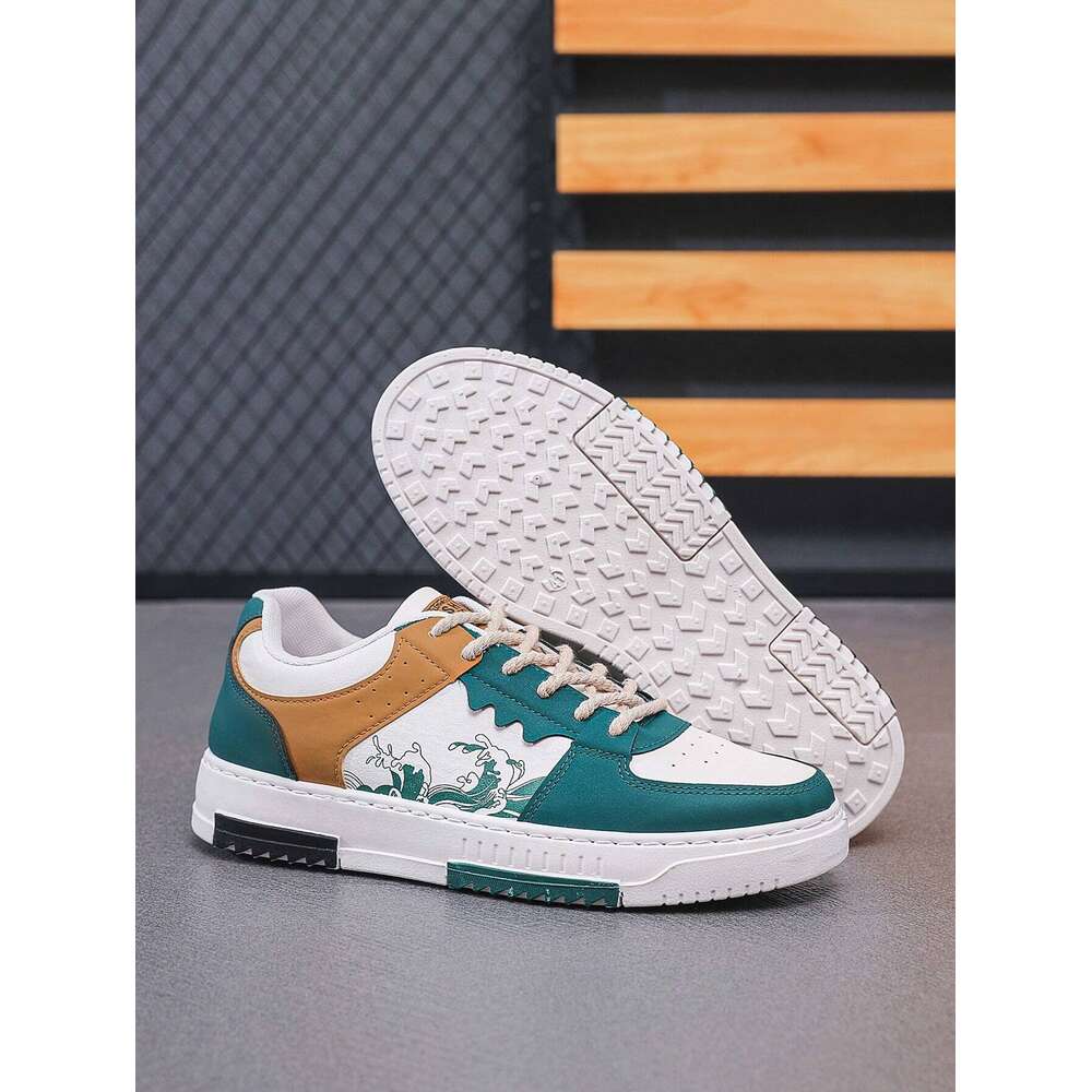 Ddmyoutdoor Men Colorblock Skate Shoes Lace Up Front Sporty Sneakers Outdoor