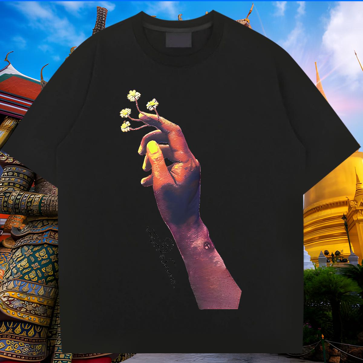 Designer Man T Shirts Anime Printing Street Cotton O Neck Short Sleeves Men Tees 2024 DIY Floral Print Tees Shirts