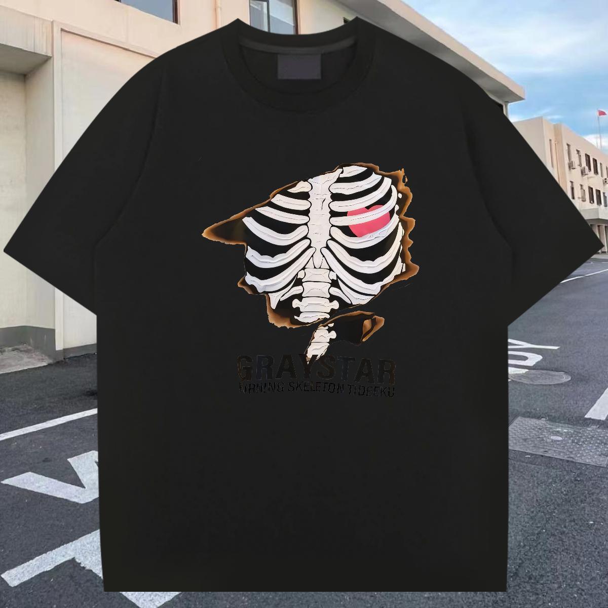 DIY Men T Shirts Skull Sport Men Tees O-Neck Short Sleeve Cotton Loose Fit