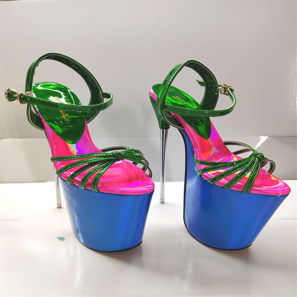 Sexy Women Sandals Summer 22Cm Stilettos Fetish Strippers Dance Shoes Platform Extreme High Heels Sier Pink Shoe